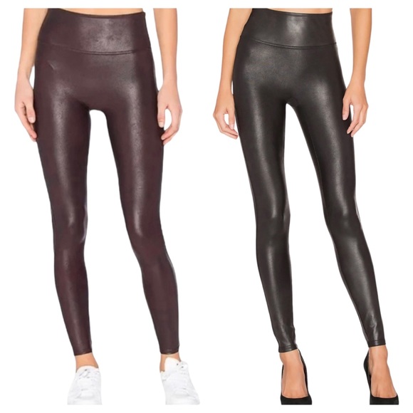 SPANX Pants - 2 Pairs of Spanx Faux Leather Legging In Blk and Ox Blood Red 30% off Bundles ☘️